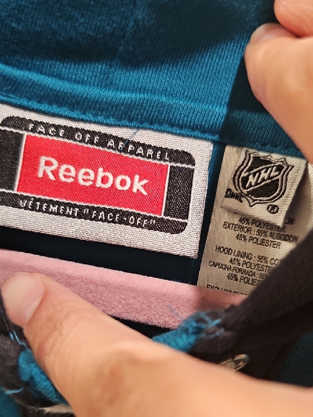 Women's Teal & Black Hockey Lace-Up Hoodie with Sharks Logo - Picture 2 of 9